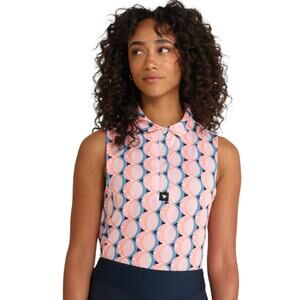 Bad Birdie Women’s Golf Polo Sleeveless Kaleidoscope Print Large Stretch UPF 50